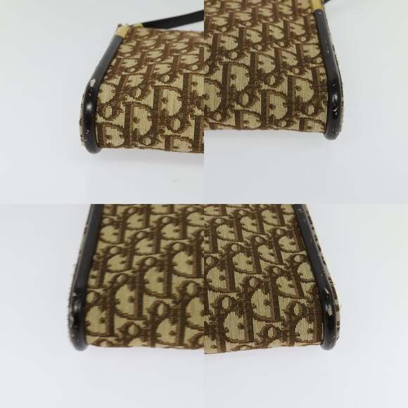 DIOR Trotter Canvas Shoulder Bag Brown Gold - Picture 10 of 11